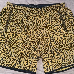 RVCA Animal Print Shorts in Yellow and Black